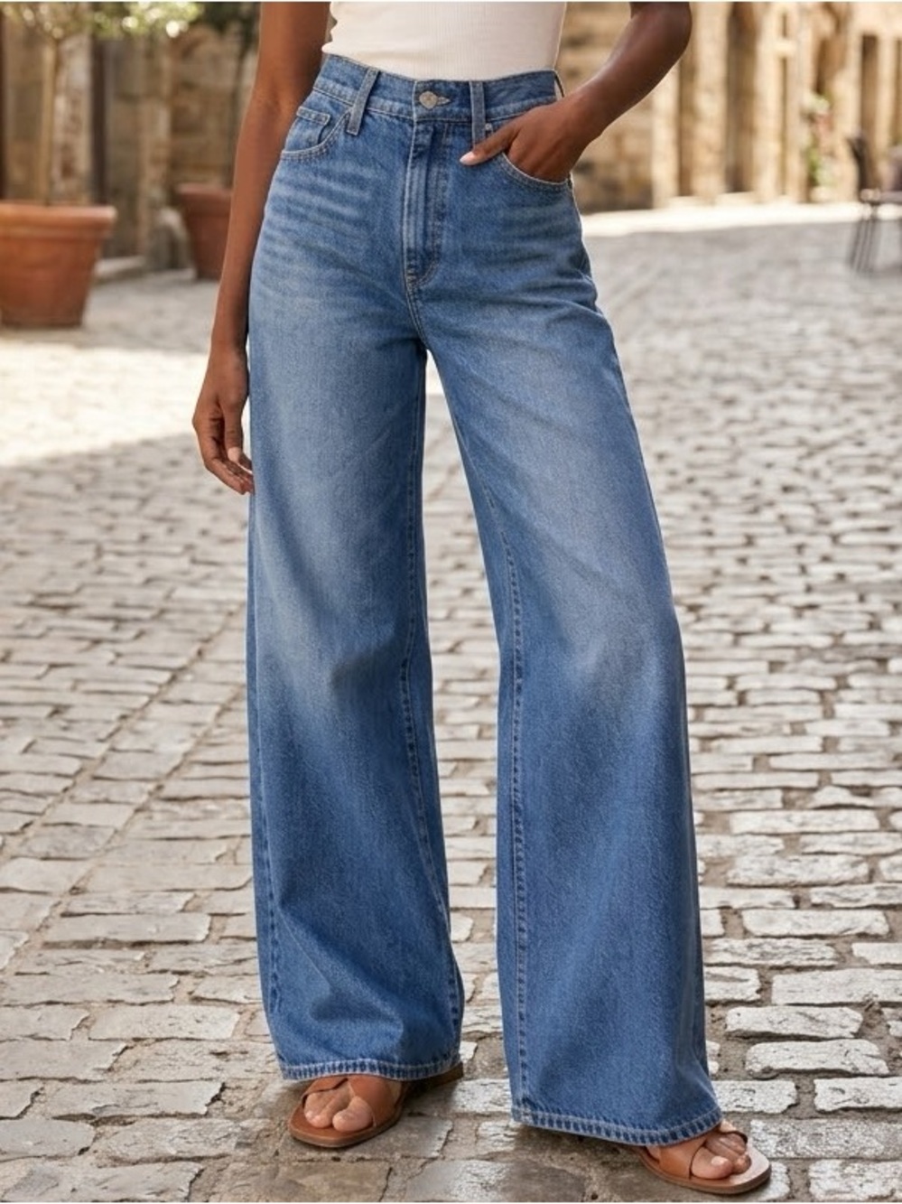 AG Adriano Goldschmied Kora High Rise Wide Leg Jeans Azurine Wash Sz 28 NWT